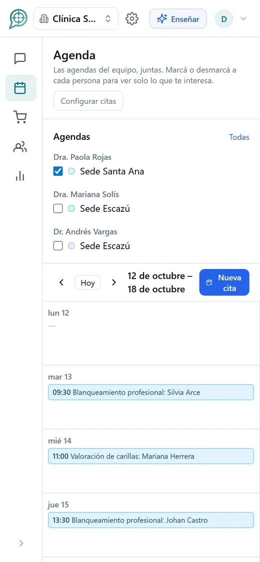 Agenda de Central de Mensajes en el celular